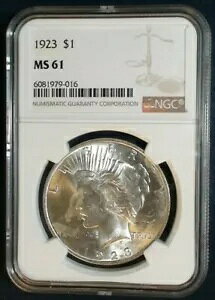 1923�N�s�[�X�V���o�[�h��1�h���d�݁B NGC �O���[�h: MS 61�BNGC �ؖ���: 6081979-016