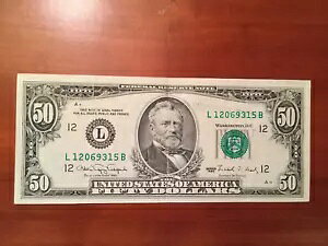 1990 A $50 TtVXR (L) Fed Res Note Fr 2124-L - z - L12069315B