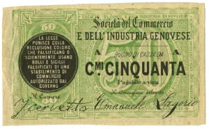 50 CENTESIMI NON EMESSO FIDUCIARIO SOCIET? COMMERCIO E INDUSTRIA GENOVASE SPL-