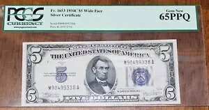 1934-C $5 �V���o�[�ؖ��� PCGS Gem New CU 65PPQ #M90499338A �u���[�V�[��
