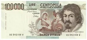 100000 ���� BANCA D'ITALIA CARAVAGGIO I TIPO LETTERA C 01/12/1986 FDS-/FDS