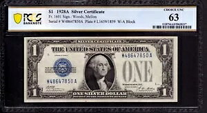 1928N A $1 Vo[ؖ t@j[obN FR.1601 WA ubN PCGS B CHOICE UNC 63