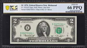 Fr.1935-E* 1976 ���b�`�����h $2 �A�M������s�X�^�[���� PCGS �W�F�� UNC 66 PPQ