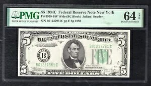 FRB 1959-BW 1934-C $5 ChAM j[[NBj[[NB PMG UNC-64EPQ (D)