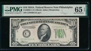 AC 1934A $10 tBftBA FRN PMG 65 EPQ Fr 2006-C