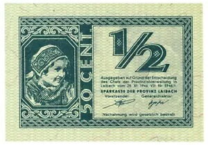 50 Centesimi Occupazione TEDESCA DELLA PROVINCIA DI LUBJANA 1944/11/28 qFDS