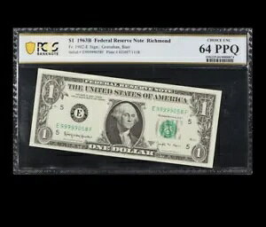 1963-B FR�B 1902-E $1 �A�M�������� PCGS ���� 64 PPQ �X�[�p�[ ���s�[�^�[