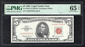 FRB 1536 1963 $5 @ʉݕč PMG WF-65EPQ (C)
