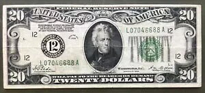 1928 $20 FRN [] TtVXR[] S[h 12 V[ []Fr2050-L SN# L07046688A