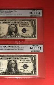 1935D-2 �V���o�[�ؖ��� $1 �����APCGS CHOICE UNC 64&GEM UNC 65 PPQ �ɂ���ē��������B