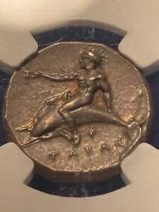 Calabria, Tarentum (Taras) 380-340 BC Didrachm NGC Ch AU Fine Style �r�f�I���Q��