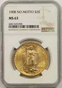 1908�N ���b�g�[�Ȃ� 20�h�� NGC MS 63 �Z���g�E�S�[�f���Y �S�[���h �_�u���C�[�O��