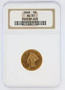 1868�N 3�h�� NGC AU55 $3 �C���f�B�A���E�v�����Z�X�E�w�b�h �t�B���f���t�B�A����