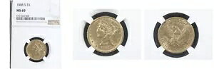 1888-S $5 MS60 NGC-POP 17-���o�e�B�w�b�h�n�[�t�C�[�O��--