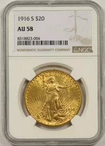 1916-S ZgES[fY _uC[O $20 AU 58 NGC