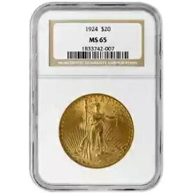 1924年 $20 セントゴーデンス、NGC MS65 レアコイン
