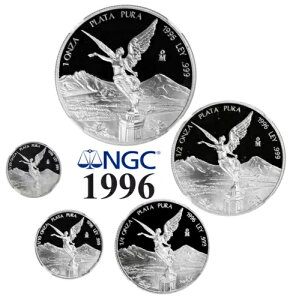 1996�N ���L�V�R �V���o�[ �v���[�t LIBERTAD 5���Z�b�g 1�A1/2�A1/4�A1/10�A1/20�I���X NGC PF68-69