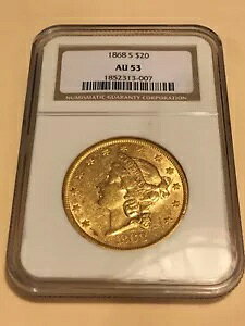 1868-S $20 NGC AU53 oeB _uC[O f炵O PQ (PCGSȂ)