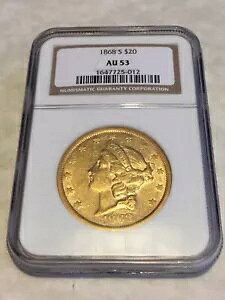 1868-S $20 NGC AU53 oeB _uC[O PQ f炵O (PCGSȂ)