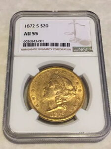 1872-S AU55 NGC 20ドル リバティ ダブルイーグル金貨 PQ 素晴らしい魅力 (PCGSなし)