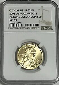 2008 D $1 NGC MS69 �T�J�K�E�B�A �h�� �č������ǃZ�b�g �N�ԃh�� 1�h��