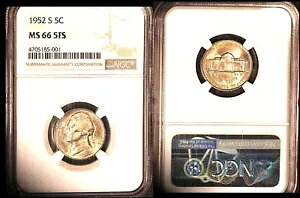 1952-S 5C NGC MS66-�� 5FS �g�[��- PQ�J���[ �o�b�t�@���[�j�b�P��