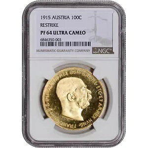 1915年オーストリア金貨100%コロナプルーフ 0.9802オンス - 再鋳造 - NGC PF64 ウルトラカメオ