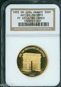 1993 ARC DE TRIUMPH �g���I���t 500-F �t�����N�X 70-ECUS �S�[���h NGC PF69 PR69 �t�����X ���A