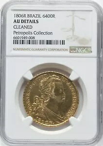 ブラジル 1806年 -R ジョアン・プリンス・リージェント 6400レイス -NGC 詳細 - 希少 94Kのみ製造