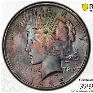 1925�N �s�[�X 1�h�� PCGS MS63 ���Ɋ󏭂ȃe�L�X�^�C���J���[�R�C���I mikesartifacts