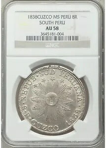 1838N MS CUZCO y[ 8A 8R NGC AU58 Vo[