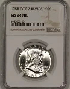 1958 NGC MS64 FBL �t�����N���� �n�[�t�_���[ �^�C�v2 TY2 �v���[�t�_�C ���Ɋ󏭂�FBL
