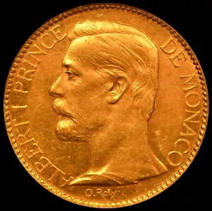 1896年A モナコ 100フラン金貨 NGC AU58