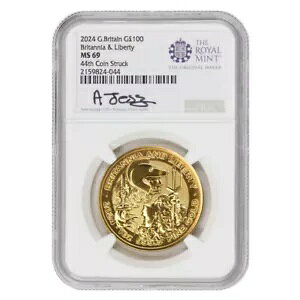 イギリス 2024年 100ポンド金貨 ブリタニア&リバティ NGC MS69 44番目鋳造