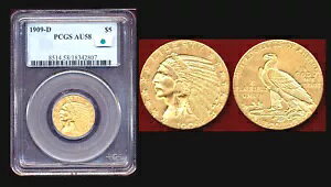 1909-D $5 PCGS AU58-Fƕ\-CfBAn[tC[O++