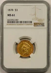 1878�N $3 NGC MS 61 �C���f�B�A���E�v�����Z�X�E�w�b�h 3�h������