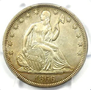 1866-S ���b�g�[�Ȃ� ���ȃ��o�e�B �n�[�t�h�� 50�Z���g�BPCGS AU �ڍ� - ��NM�o���G�e�B