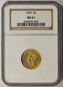 1874�N �C���f�B�A���E�v�����Z�X�E�w�b�h 3�h������ $3 MS 61 NGC