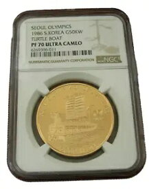 韓国 1986年 金貨 1オンス 50000ウォン NGC PF70UC ソウルオリンピック - タートルボート