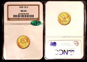1905 G$2 1/2- NGC/CAC MS64-�I���W�i���\�ʁ��J���[���o�e�B�w�b�h�N�H�[�^�[�C�[�O��