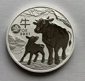 2021 オーストラリア クイーン エリザベス 2 世 太陰牛年 シルバー コイン 1 オンス ドラゴン プリヴィ PL