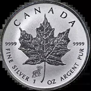 2015 �J�i�_ 1 �I���X �V���o�[ - $5 Mapleleaf Ram Privy - ���o�[�X �v���[�t - �݌�