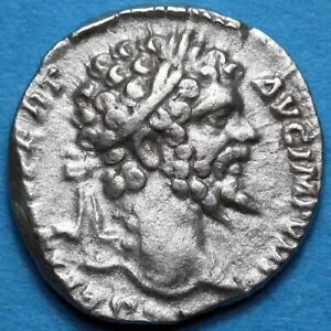 ローマのコイン - デナリウス銀 - セプティミウス セウェルス、馬に乗ったセウェルス - 193 〜 211 年頃