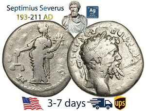 古代ローマ帝国コイン シルバー デナリウス セプティミウス セウェルス 193 〜 211 AD #14874