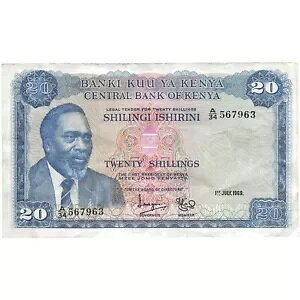 1969 ケニア紙幣 20 シリング コレクション紙幣 (BAN167-)