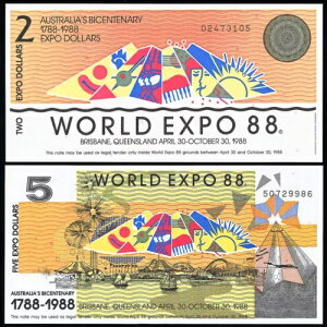 クイーンズランド紙幣ロット 2 ジェム CU 1988 紙幣万博