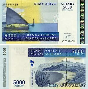 マダガスカル 5000 アリアリ 2003 AU-UNC (P84)