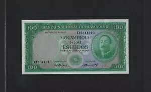 ポルトガル モザンビーク 100 エスクード 1961 P-109a XF++ ARMS オーバープリントなし レア