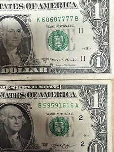 クアッド ダブル ペア - 派手なシリアル番号 1 ドル紙幣 - 珍しい紙幣