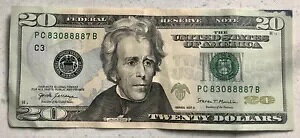 2017 年 20 ドル紙幣 5 オブ ア カインド ブロークン チェーン シリアル番号 PC 83088887 B